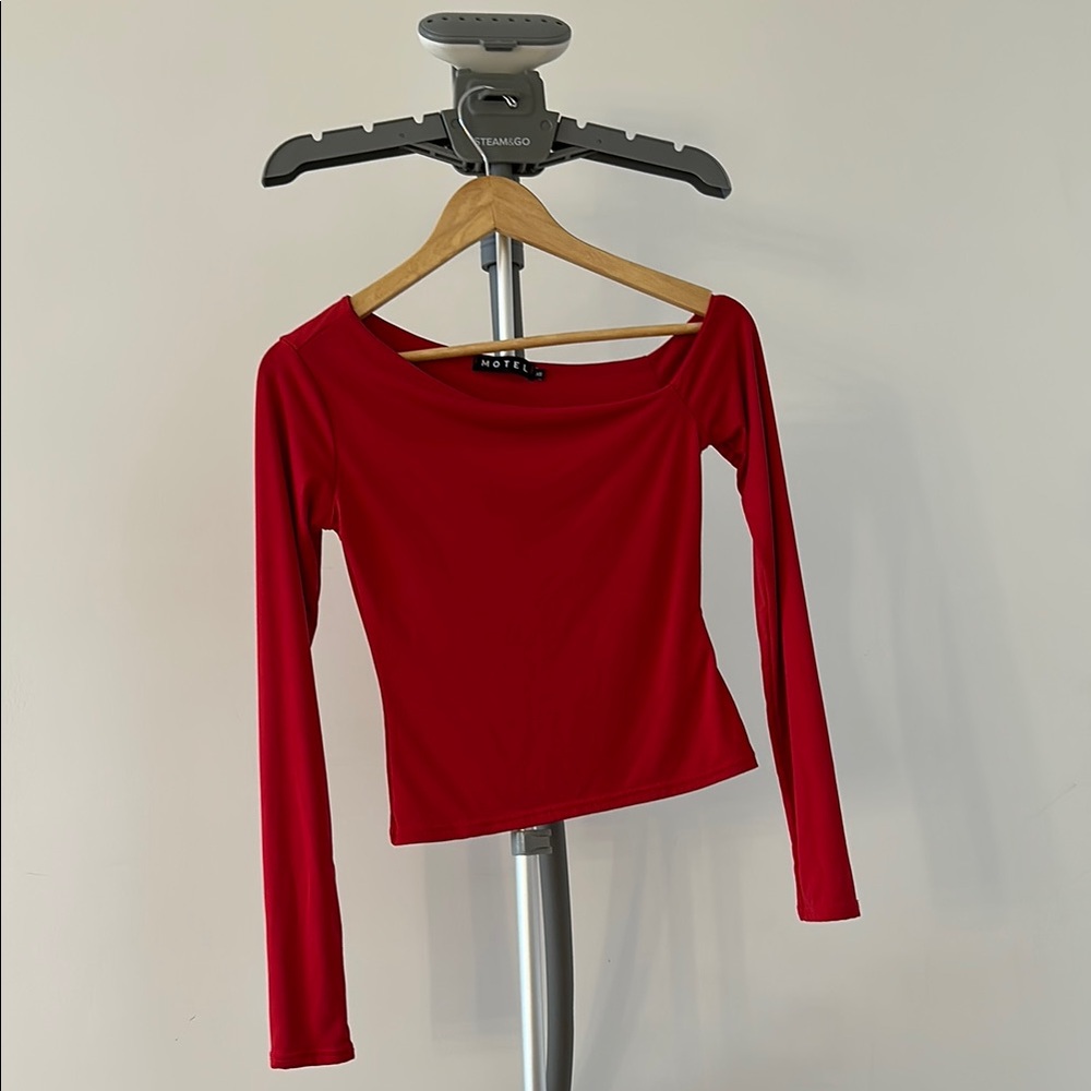 Motel rocks Cairo One Shoulder Long Sleeve Top In Red - xs